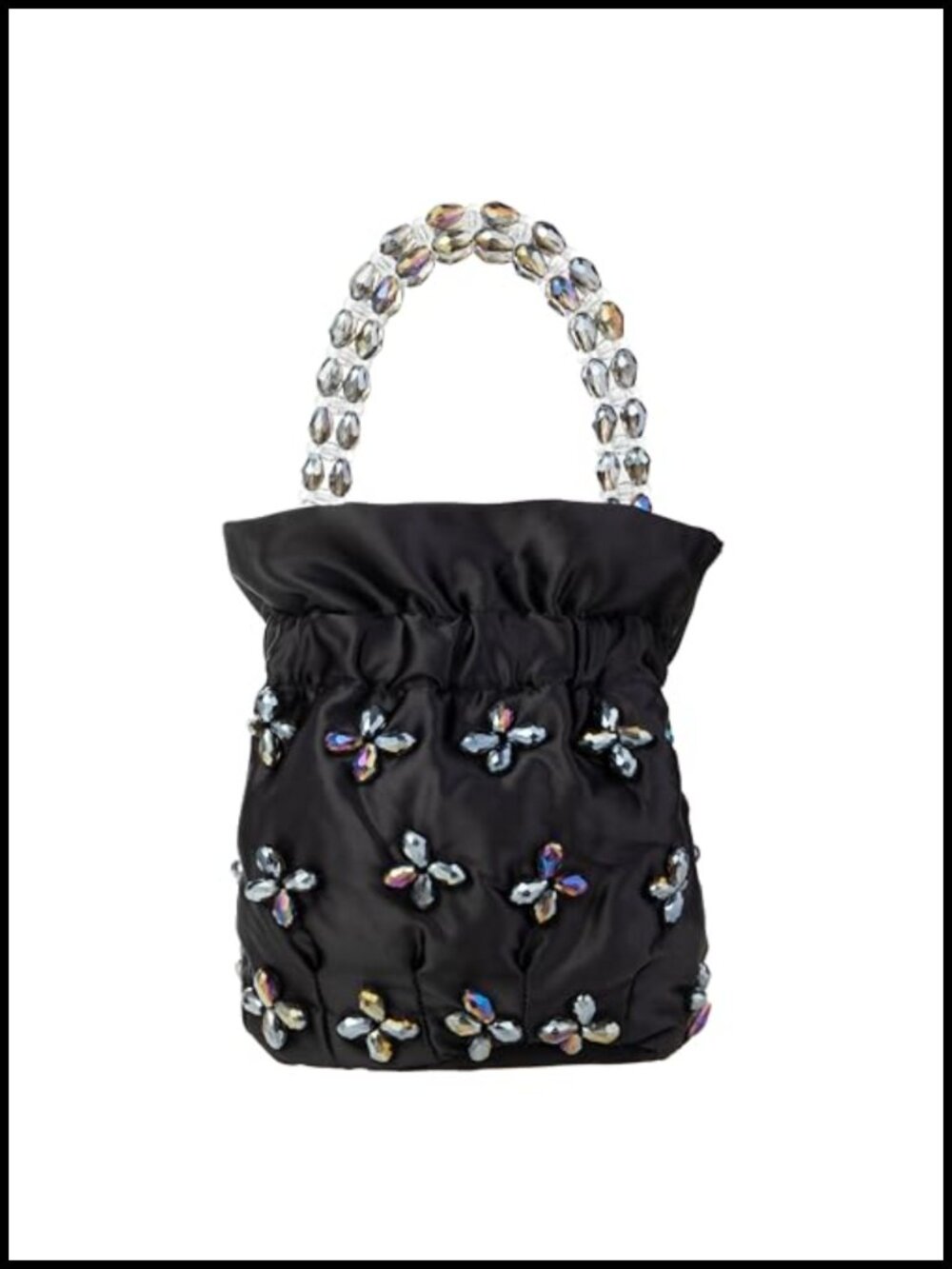 Iridescent Crystal Beaded Bucket Handbag Evening Party Wedding Clutch